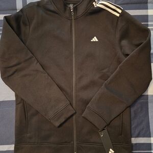 Adidas Black Jacket - Size L, 100% Polyester, Brand New